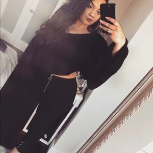 Oversized bell sleeve crop sweater